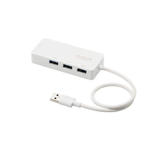有線LANアダプタ/Giga対応/USB3.0/Type-A/USBハブ付/ホワイト