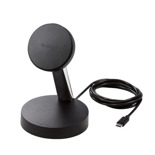 ワイヤレス充電器/マグネット内蔵/7.5W/スタンドタイプ/1.5m/ブラック