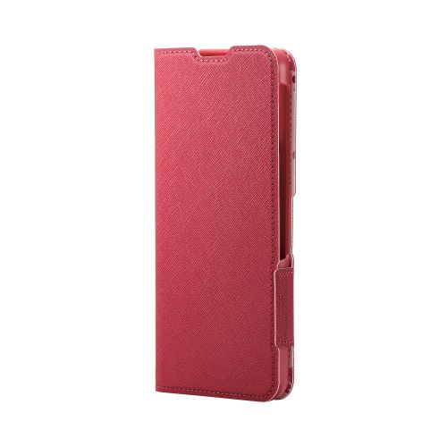 シンプルスマホ6用レザーケース/手帳型/UltraSlim/Flowers/薄型/磁石付き/ディープピンク