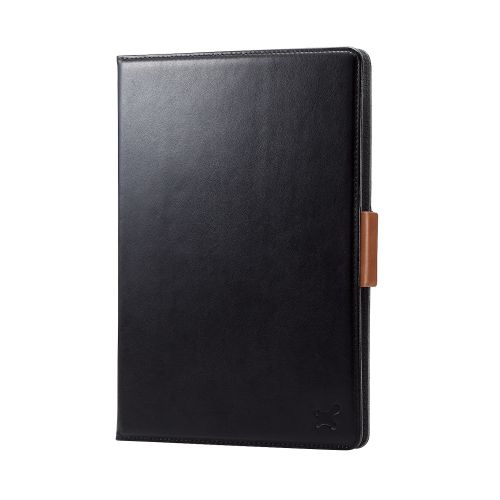 タブレット汎用手帳型ケース/ソフトレザー/360度/3アングル/ハンドベルト/ペンホルダー/8.5～11.5inch/ブラック