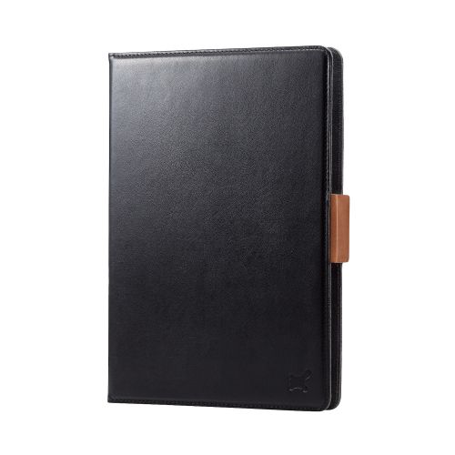 タブレット汎用手帳型ケース/ソフトレザー/3アングル/ハンドベルト/ペンホルダー/8.5～11.5inch/ブラック