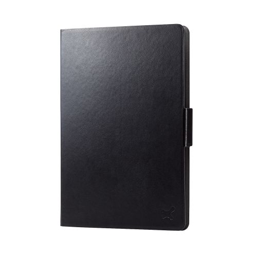 タブレット汎用手帳型ケース/ソフトレザー/薄型ケース/フリーアングル/ハンドベルト/8.5～11.5inch/ブラック