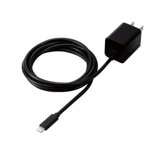 LightningAC充電器/USB Power Delivery対応/20W/Lightningケーブル一体型/スイングプラグ/1.5m/ブラック