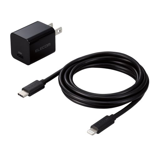 LightningAC充電器/USB Power Delivery対応/20W/USB-C1ポート/USB-C - Lightningケーブル付属/スイングプラグ/1.5m/ブラック
