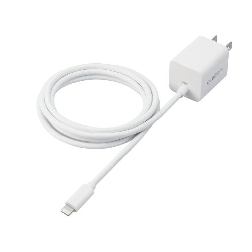 LightningAC充電器/USB Power Delivery対応/20W/Lightningケーブル一体型/スイングプラグ/1.5m/ホワイト