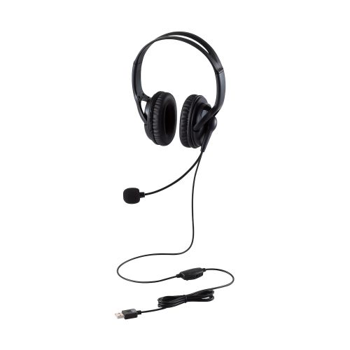 有線ヘッドセット/両耳オーバーヘッド/大型/USB-A/1.8m/ブラック