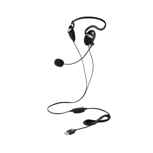 有線ヘッドセット/両耳ネックバンド/USB-A/1.8m/ブラック