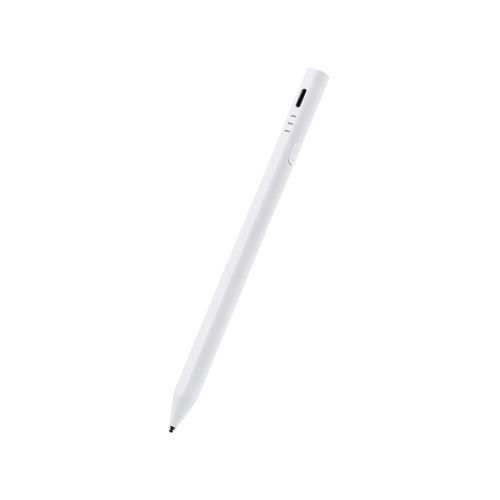 タッチペン/スタイラス/充電式/iPadモード・汎用モード切替/パームリジェクション対応/磁気吸着/USB-C充電/ペン先交換可能/ホワイト