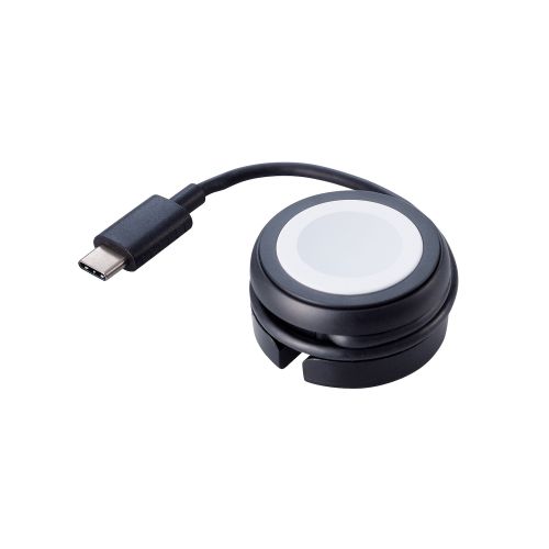 Apple Watch磁気充電ケーブル/高速充電対応/巻き取りタイプ/USB Type-C/ブラック