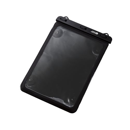 タブレット防水ケース/IPX8/お風呂/壁付け吸盤付/8.9～13inch/ブラック