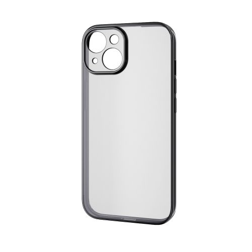 iPhone 15用ソフトケース/極限保護/メタリック加工/メタリックブラック
