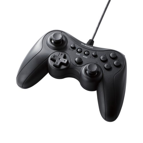 ゲームパッド/有線/Xinput/Xbox系配置/連射/スティックモード切替/軽量/ブラック