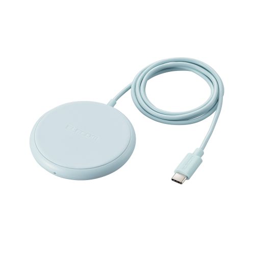 Qi規格対応ワイヤレス充電器/5W/卓上/ケーブル一体/1m/ブルー