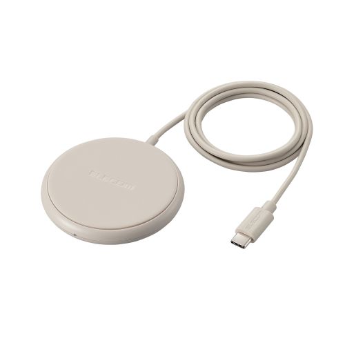 Qi規格対応ワイヤレス充電器/5W/卓上/ケーブル一体/1m/ベージュ