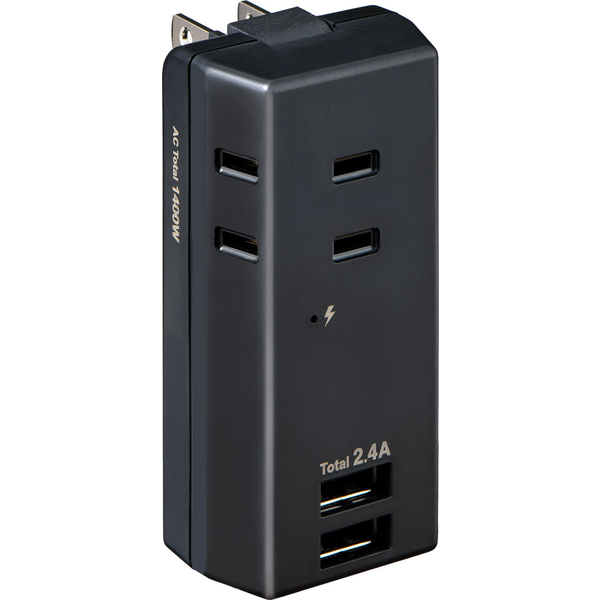 耐雷USBタップ 3個口 2ポート 2.4A