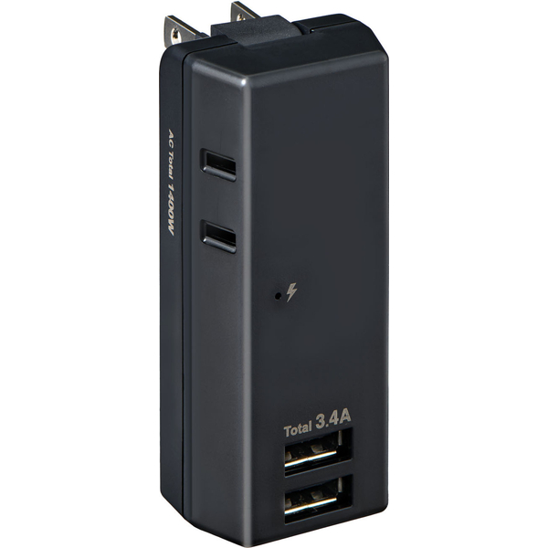 耐雷USBタップ 2個口 2ポート 3.4A