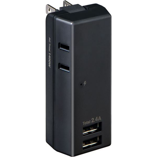 耐雷USBタップ 2個口 2ポート 2.4A