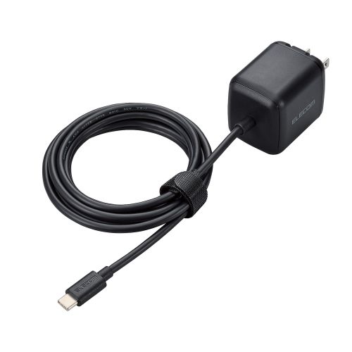 ノートPC用ACアダプター/USB充電器/USB Power Delivery/65W/USB-Cケーブル一体/2.0m/スイングプラグ/ブラック