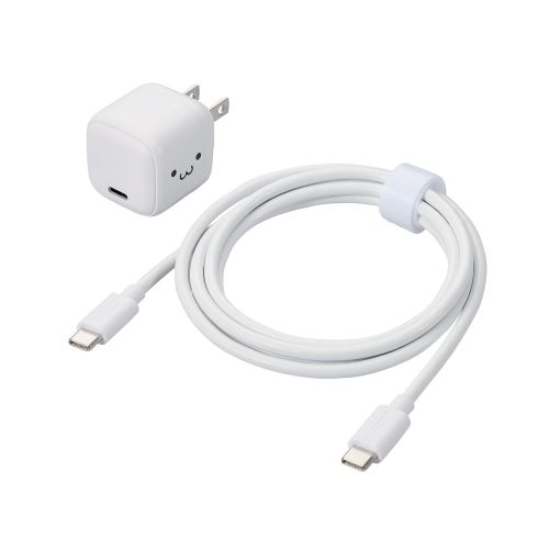 AC充電器/スマホ・タブレット用/USB Power Delivery/20W/USB-C1ポート/C-Cケーブル付属/1.5m/しろちゃん