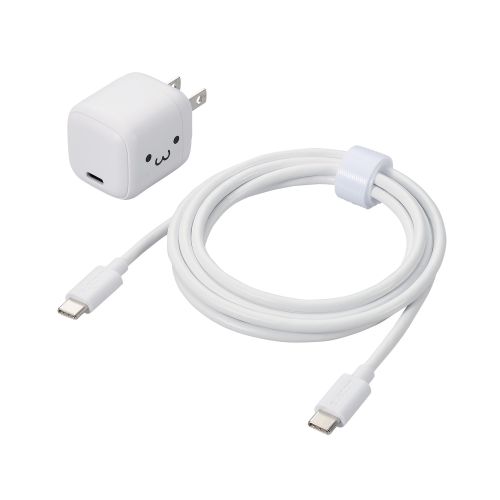 AC充電器/スマホ・タブレット用/USB Power Delivery/30W/USB-C1ポート/C-Cケーブル付属/1.5m/しろちゃん