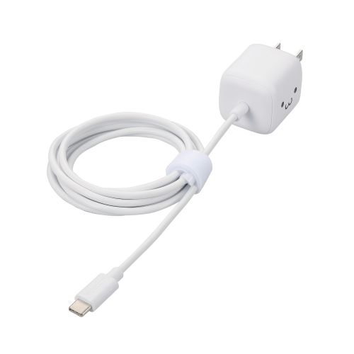 AC充電器/スマホ・タブレット用/USB Power Delivery/20W/USB-Cケーブル一体/1.5m/しろちゃん