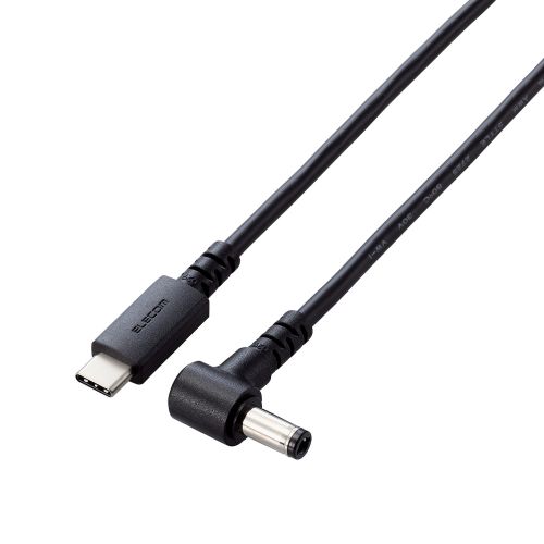 ノートPC用充電ケーブル/USB Type-C/DC丸コネクタ/60W/2.0m/ブラック