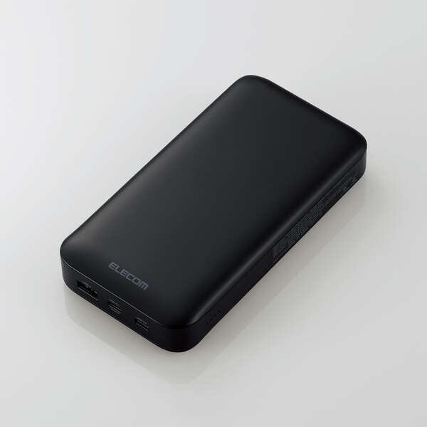 モバイルバッテリー/リチウムイオン電池/USB PD/20000mAh/65W/USB-C×2/USB-A×1/ブラック