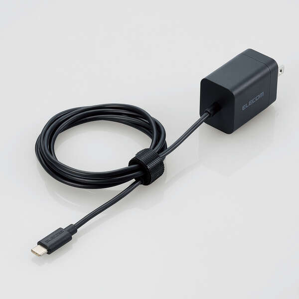 AC充電器/スマホ・タブレット用/USB Power Delivery/20W/USB-Cケーブル一体/1.5m/ブラック