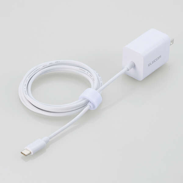 AC充電器/スマホ・タブレット用/USB Power Delivery/20W/USB-Cケーブル一体/1.5m/ホワイト