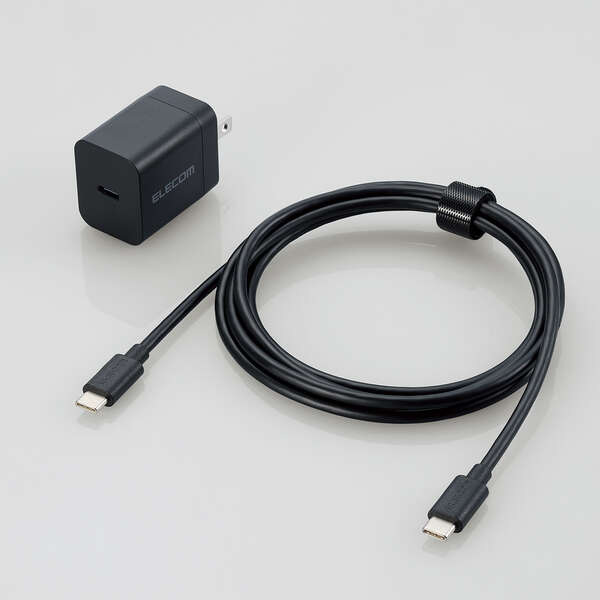 AC充電器/スマホ・タブレット用/USB Power Delivery/20W/USB-C1ポート/C-Cケーブル付属/1.5m/ブラック