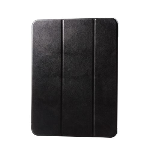 13インチiPad Pro(M4)フラップケース/背面クリア/ソフトレザー/2アングル/スリープ対応/ブラック