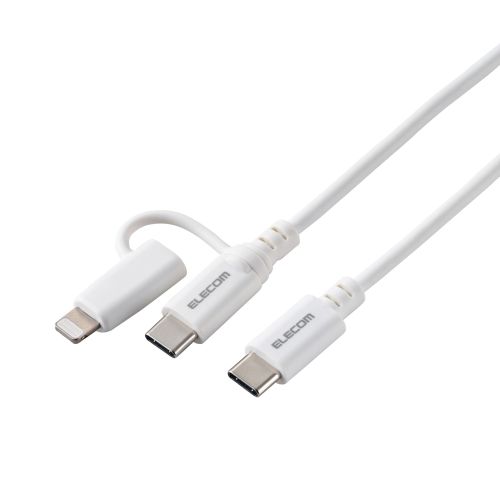 2in1 USBケーブル/Type-C+Lightning/USB Power Delivery対応/2.0m/ホワイト