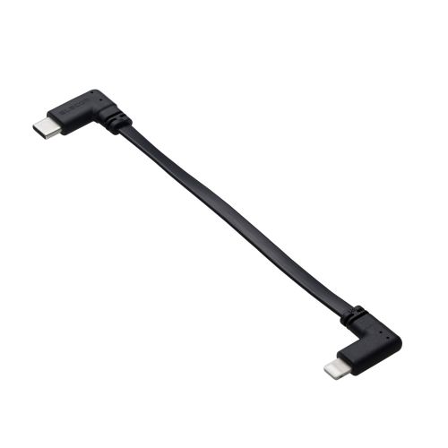 USB Type-C to Lightningケーブル/フラット/L字/USB Power Delivery対応/60W/0.1m/ブラック