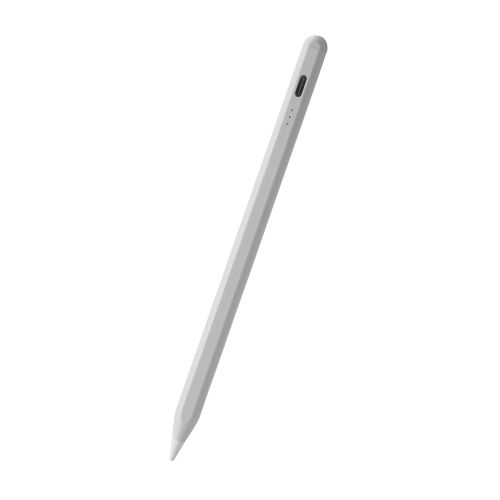 タッチペン/充電式/iPad専用/パームリジェクション対応/傾き検知/磁気吸着/USB-C充電/急速充電/ペン先交換可能/シルバー