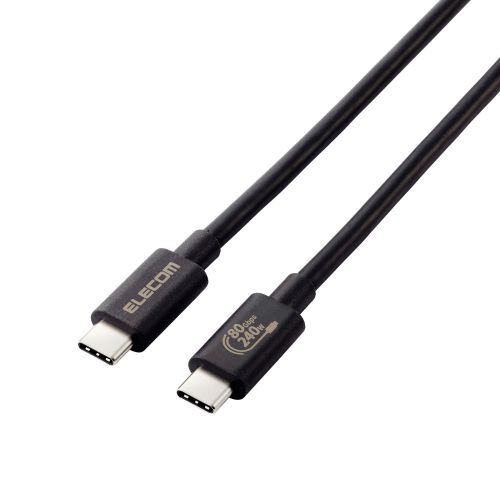 USB4ケーブル/C-Cタイプ/認証品/USB Power Delivery対応/240W/80Gbps/1.0m/ブラック
