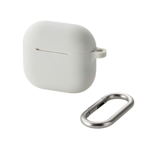 AirPods 第4世代/アクティブノイズキャンセリング搭載AirPods 第4世代/シリコンケース/カラビナ付/グレー