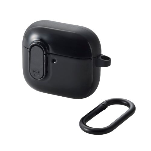 AirPods 第4世代/アクティブノイズキャンセリング搭載AirPods 第4世代/TOUGH SLIM Lockケース/カラビナ付/ブラック