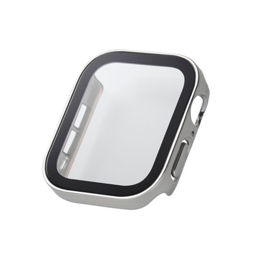 Apple Watch 44mm/フルカバーケース/プレミアムガラス/高透明/防水/シルバー
