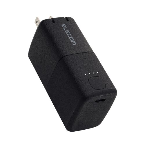 モバイルバッテリー/リチウムイオン電池/AC一体型/おまかせ充電/USB PD/30W/5000mAh/USB-C入出力×1/PSE適合/ブラック