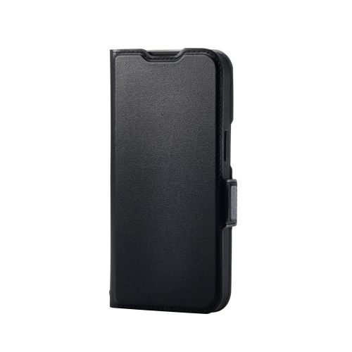 iPhone 17e/16e/レザーケース/手帳型/耐衝撃/磁石付き/ステッチ/カード収納充実/ブラック