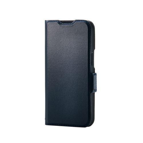 iPhone 17e/16e/レザーケース/手帳型/耐衝撃/磁石付き/ステッチ/カード収納充実/ネイビー