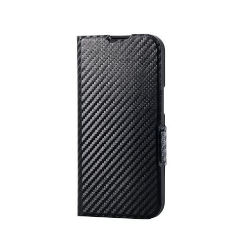 iPhone 17e/16e/レザーケース/手帳型/UltraSlim/薄型/磁石付き/カーボンブラック