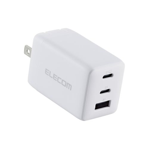 ノートPC用ACアダプター/USB充電器/USB PD/67W/USB-C×2/USB-A×1/スイングプラグ/ホワイト