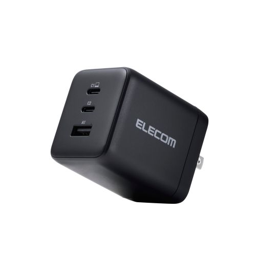 ノートPC用ACアダプター/USB充電器/USB PD/100W/USB-C×2/USB-A×1/スイングプラグ/ブラック