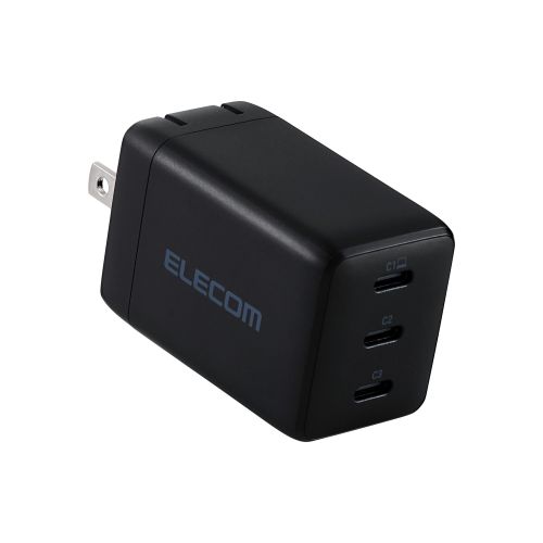 ノートPC用ACアダプター/USB充電器/USB PD/67W/USB-C×3/スイングプラグ/ブラック