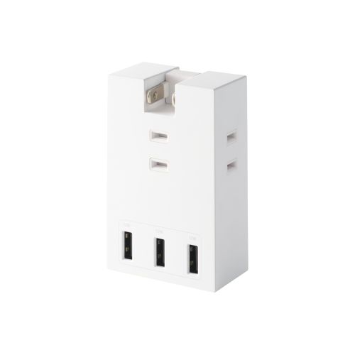 USBタップ/USB-A×3/AC×3/15W/直挿し/180度スイング/Support Ber/ホワイト