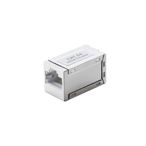RJ45中継コネクタ/Cat6A対応/STP/シルバー