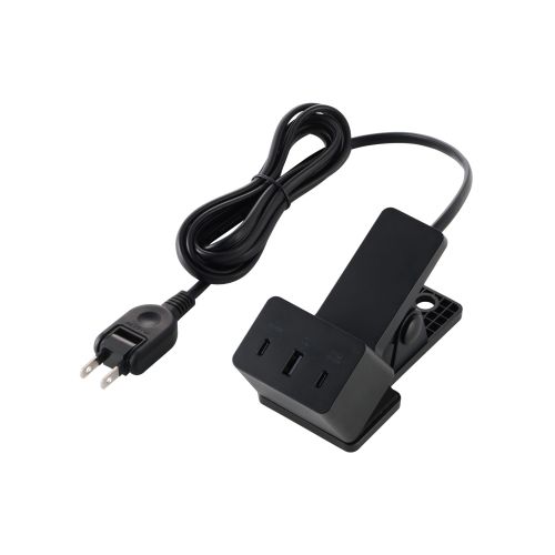 AC充電器/クリップ型/USB PD/67W/USB-C×2/USB-A×1/ACケーブル一体/2m/ブラック