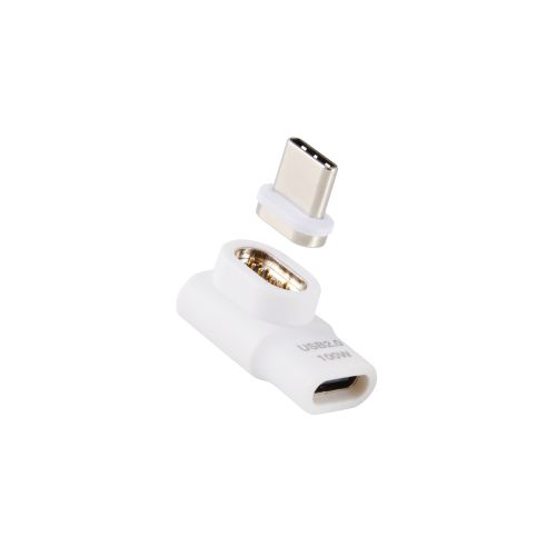 USB Type-Cアダプタ/着脱式マグネット/L字/最大100W/ブレーカー搭載/ホワイト