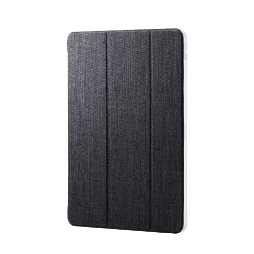 13インチiPad Air(M2)/フラップケース/薄型軽量/ファブリック/背面クリア/2アングル/ブラック